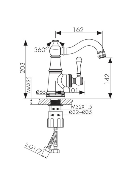 03011-3 Смеситель KAISER Aria для раковины 
